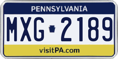PA license plate MXG2189