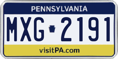 PA license plate MXG2191