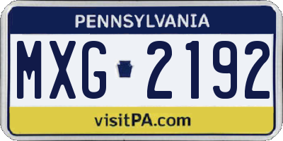 PA license plate MXG2192