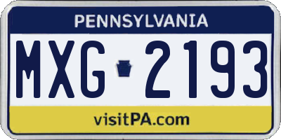 PA license plate MXG2193