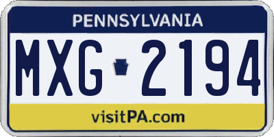 PA license plate MXG2194