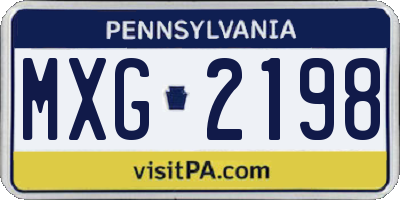 PA license plate MXG2198
