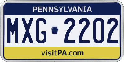 PA license plate MXG2202