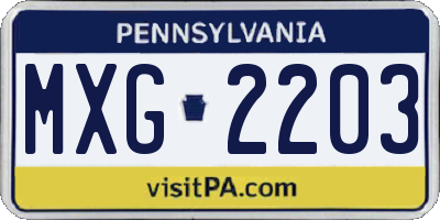 PA license plate MXG2203
