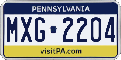PA license plate MXG2204