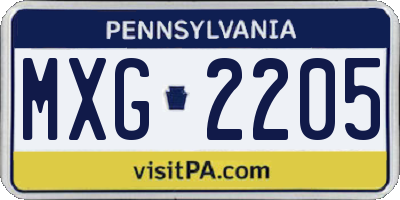 PA license plate MXG2205