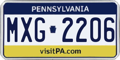 PA license plate MXG2206