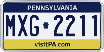 PA license plate MXG2211
