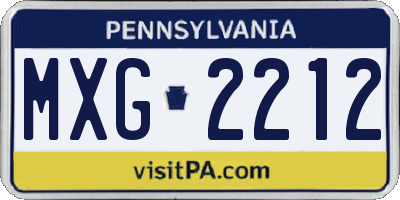 PA license plate MXG2212