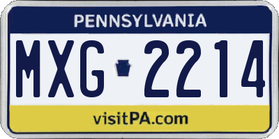 PA license plate MXG2214