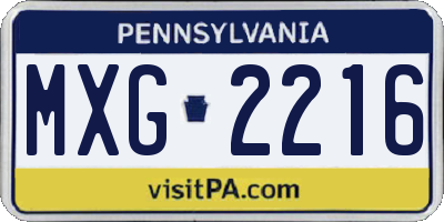 PA license plate MXG2216