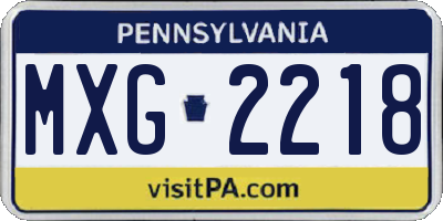 PA license plate MXG2218
