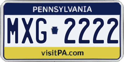 PA license plate MXG2222