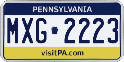 PA license plate MXG2223