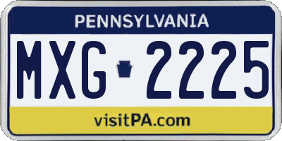PA license plate MXG2225