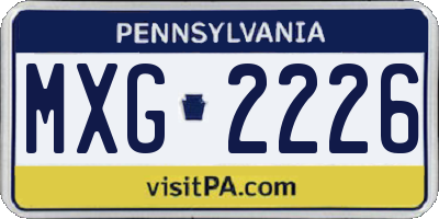 PA license plate MXG2226