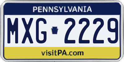 PA license plate MXG2229