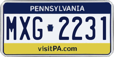 PA license plate MXG2231