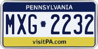 PA license plate MXG2232