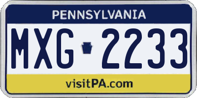 PA license plate MXG2233