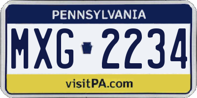 PA license plate MXG2234