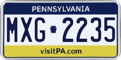 PA license plate MXG2235