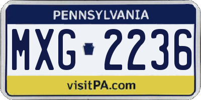 PA license plate MXG2236