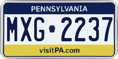 PA license plate MXG2237