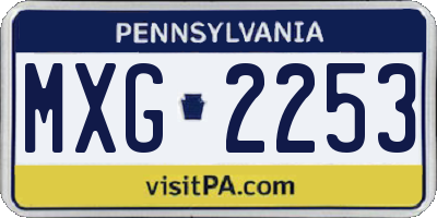 PA license plate MXG2253