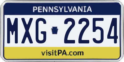 PA license plate MXG2254