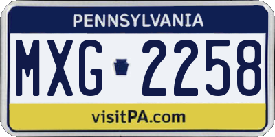 PA license plate MXG2258