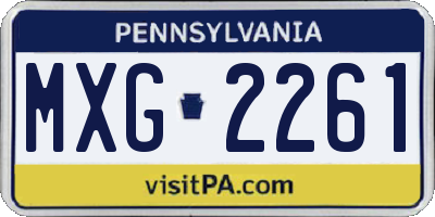 PA license plate MXG2261
