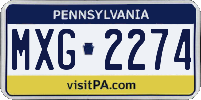 PA license plate MXG2274