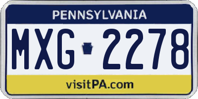PA license plate MXG2278