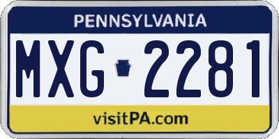 PA license plate MXG2281