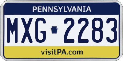 PA license plate MXG2283