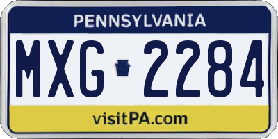 PA license plate MXG2284