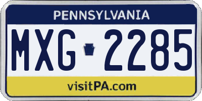PA license plate MXG2285