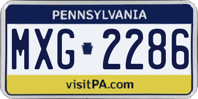 PA license plate MXG2286