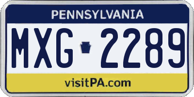 PA license plate MXG2289