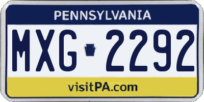 PA license plate MXG2292