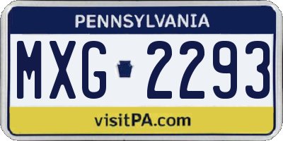 PA license plate MXG2293