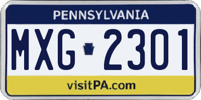 PA license plate MXG2301
