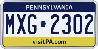 PA license plate MXG2302