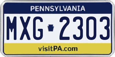 PA license plate MXG2303