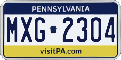 PA license plate MXG2304