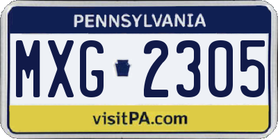 PA license plate MXG2305