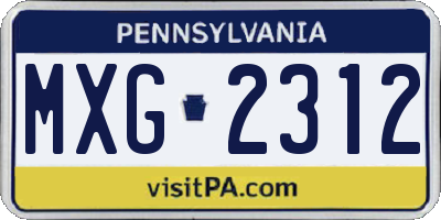 PA license plate MXG2312