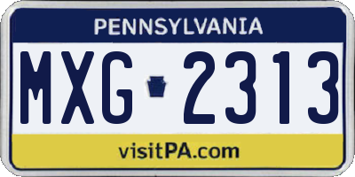 PA license plate MXG2313