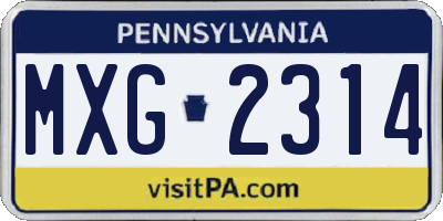 PA license plate MXG2314